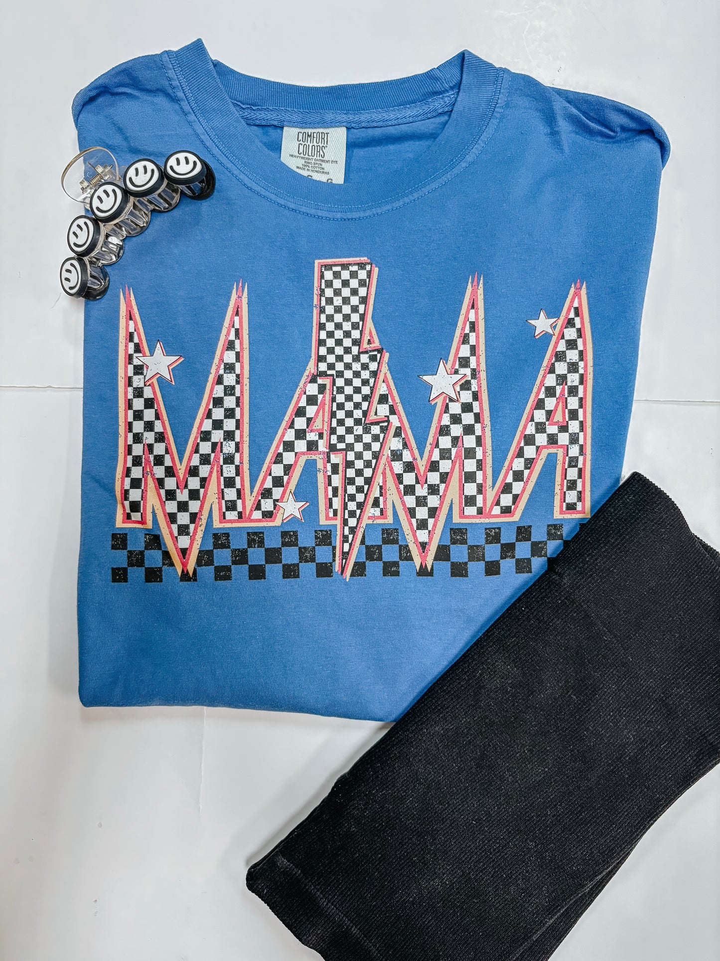 checkered mama bolt tee ⚡︎