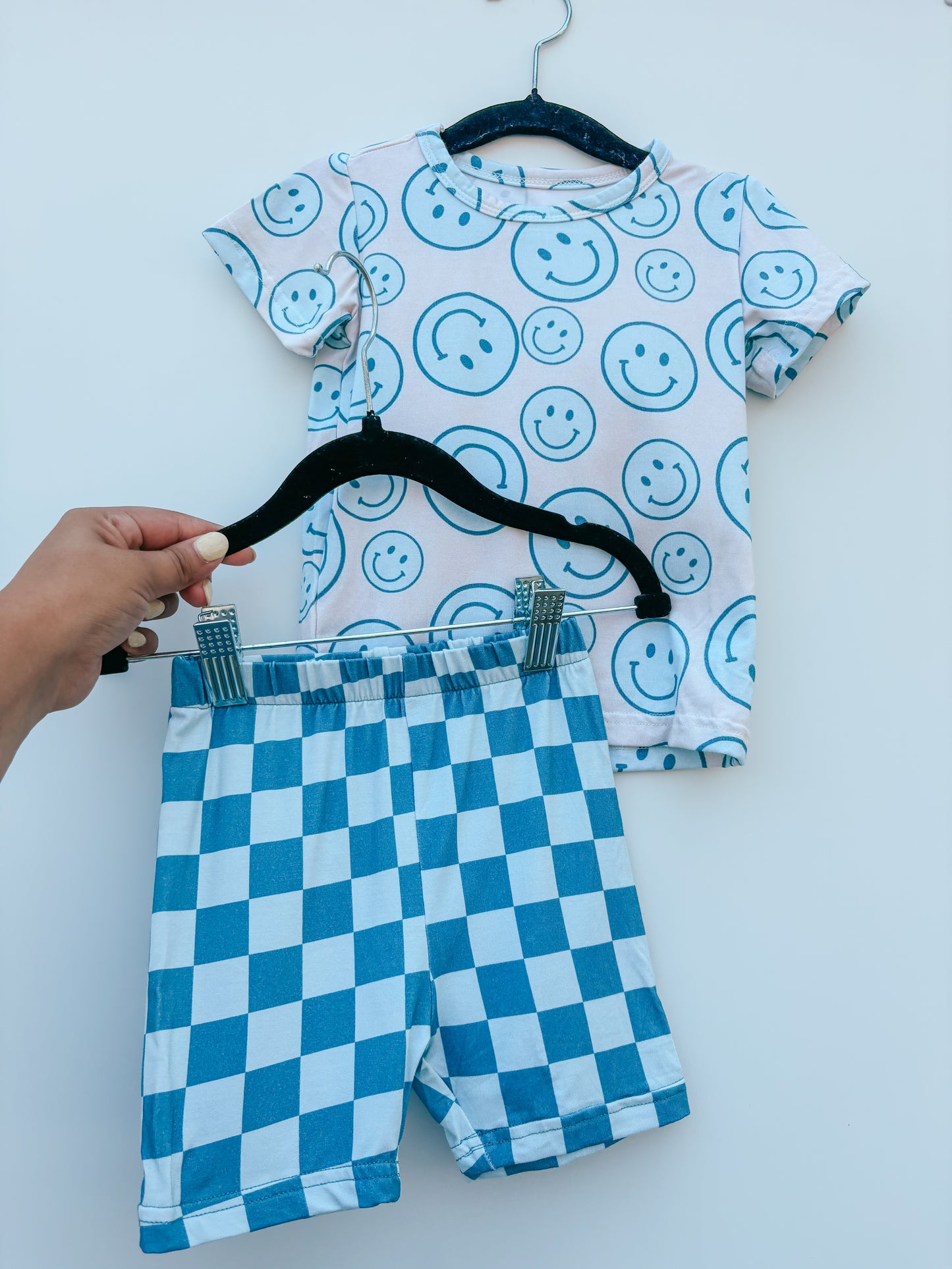 smiley checkered bamboo set ☻