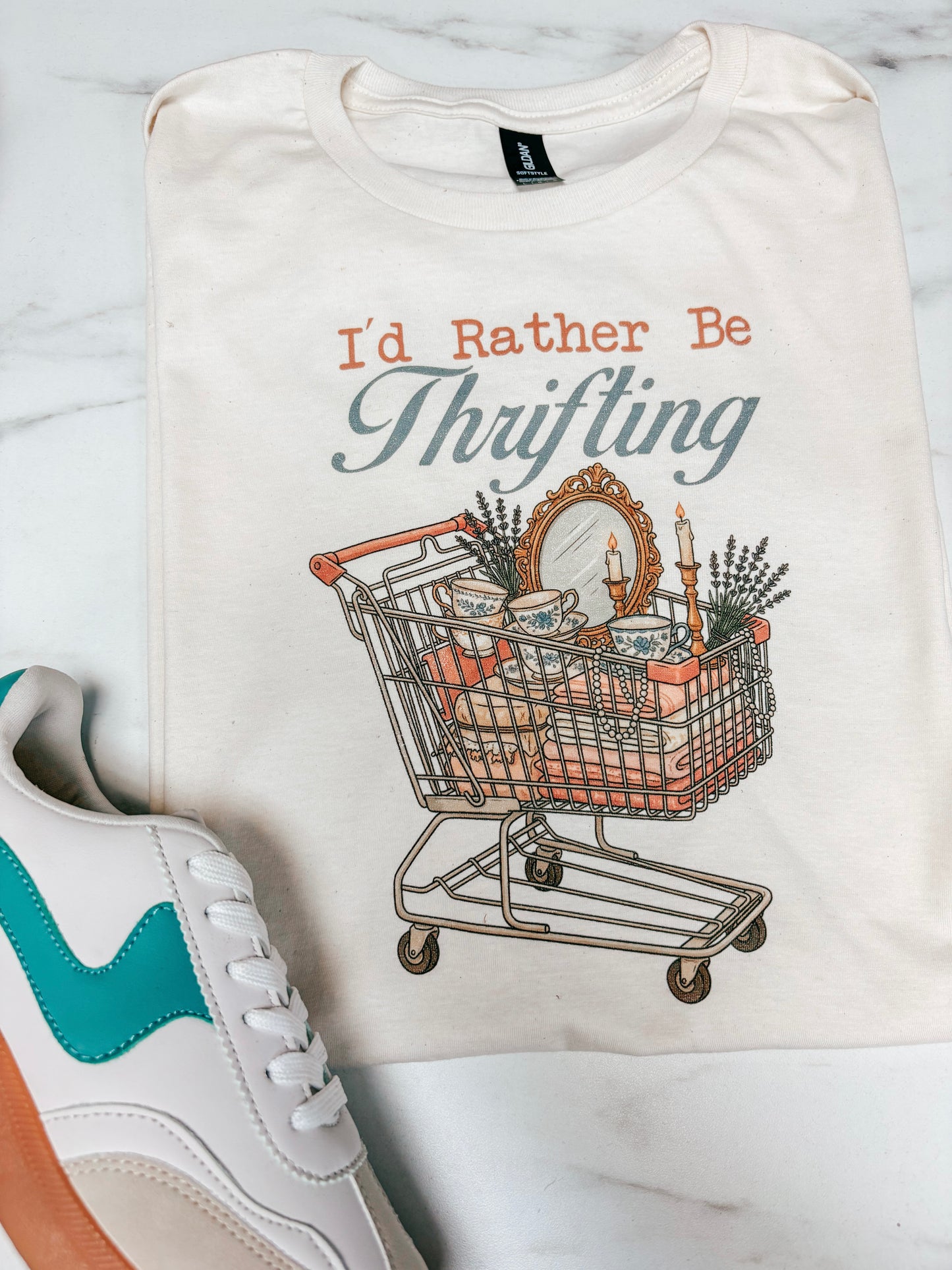 i’d rather be thrifting tee ✿