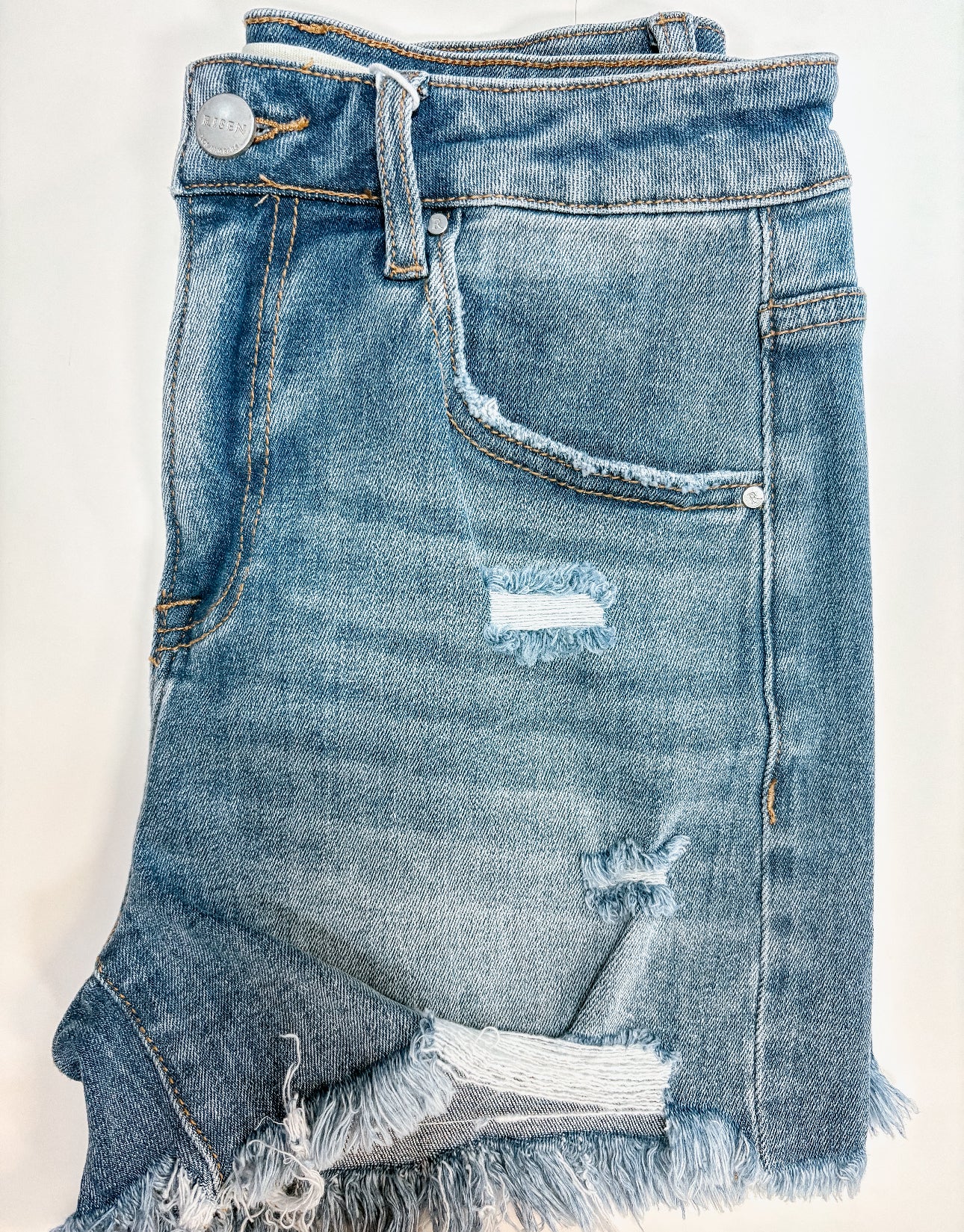 daily denim risen shorts ⋒