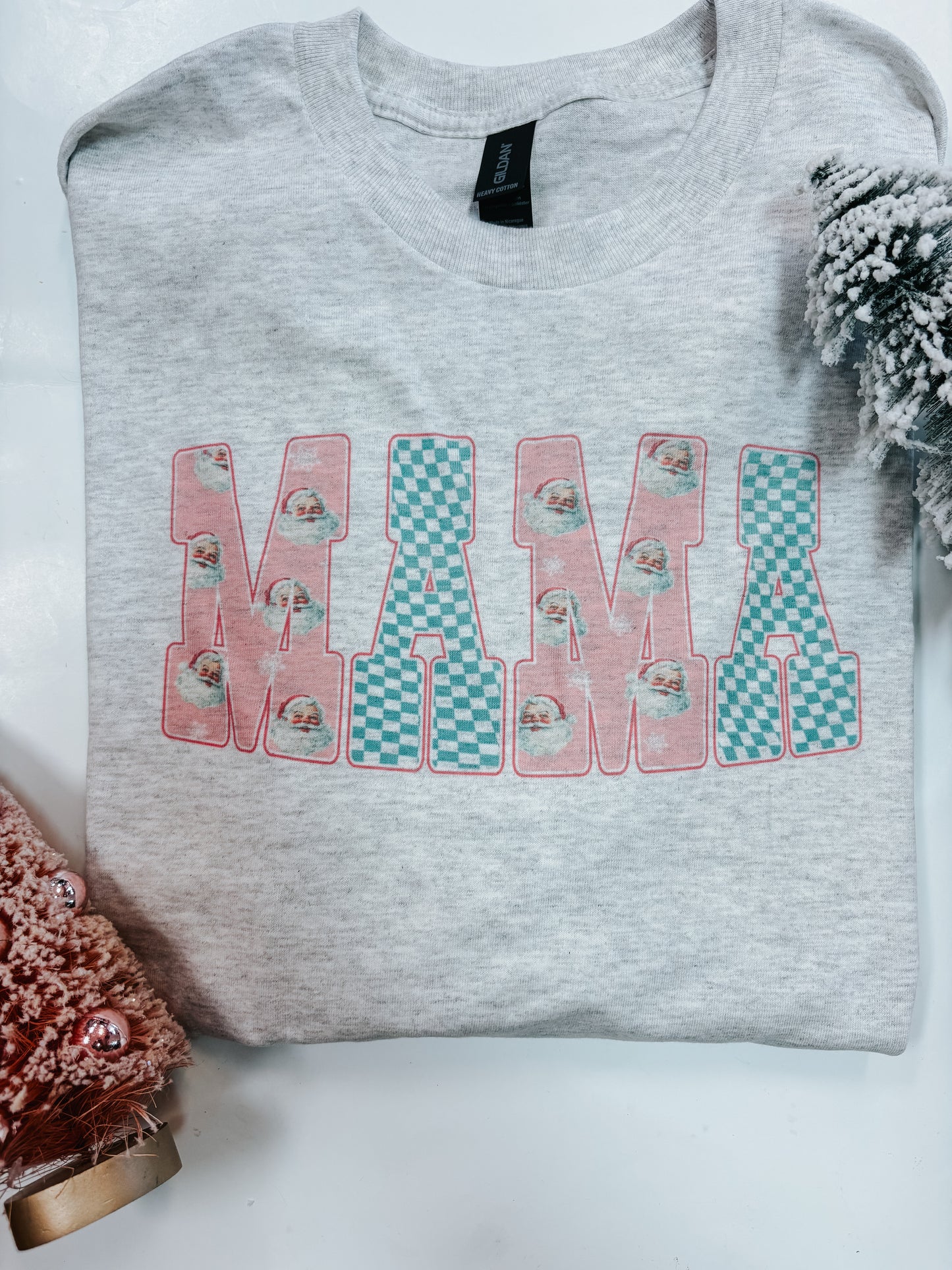 mama santa check long sleeve tee ✿