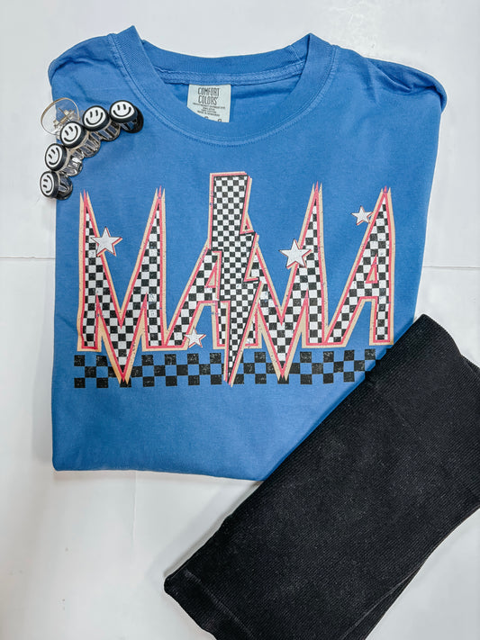 checkered mama bolt tee ⚡︎