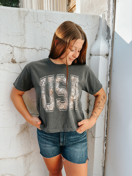 usa camo boxy tee ☆
