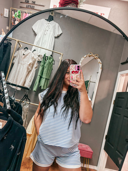 spring striped set - sky blue ✿