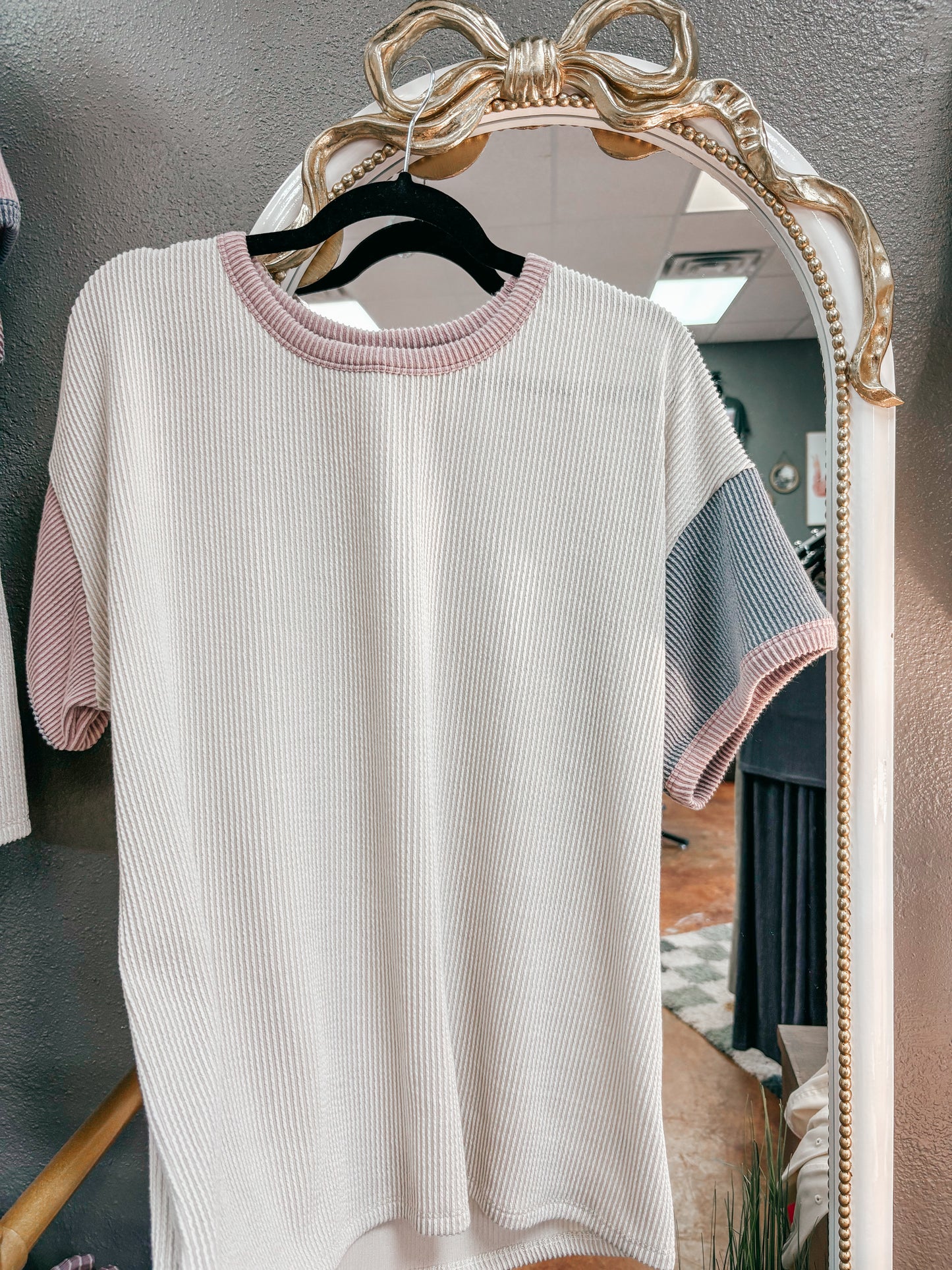 tri colored summer ribbed top ✿