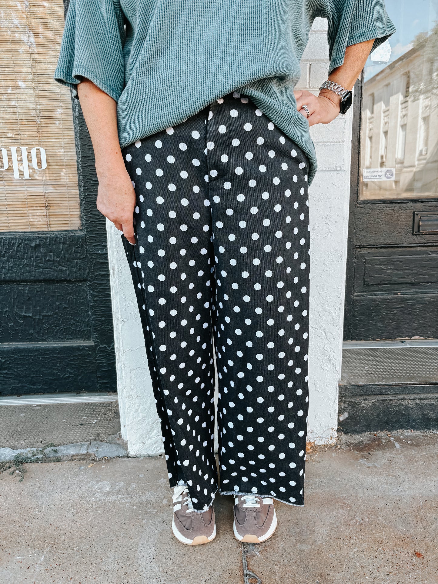 polka dot wide leg cropped pants ✿