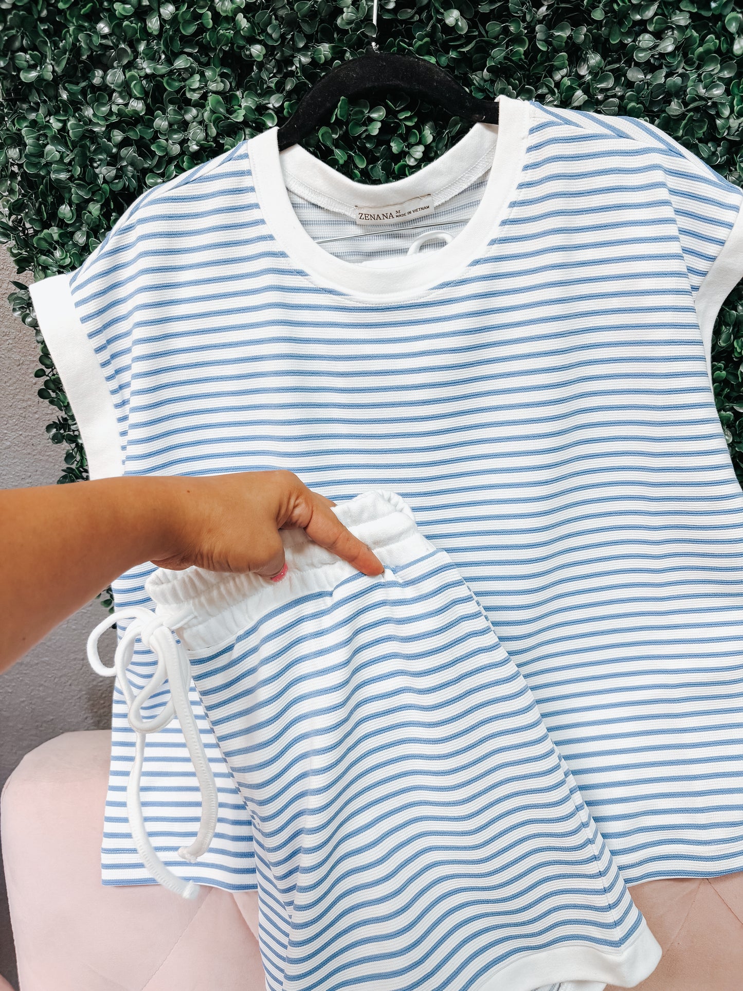 spring striped set - sky blue ✿