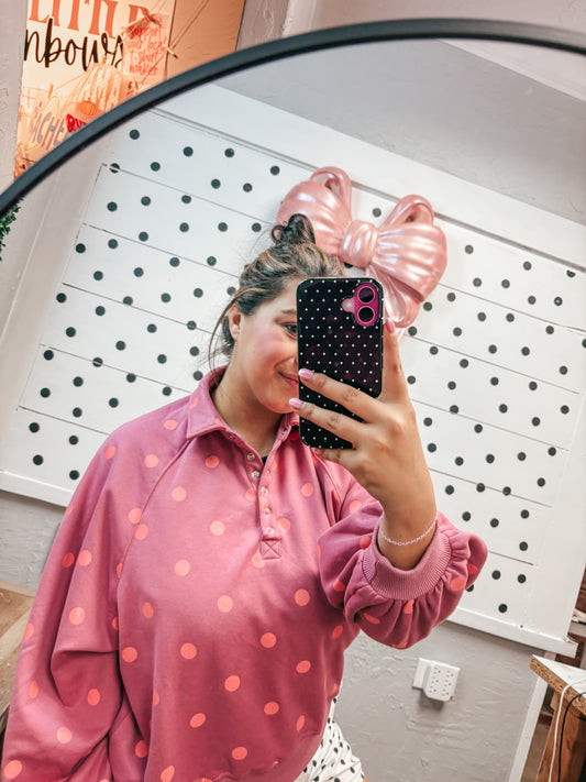 pink + polka pullover ✿