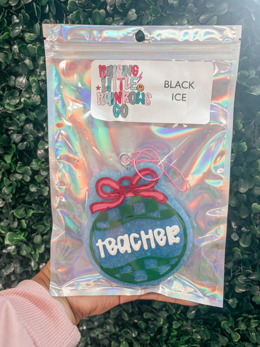 teacher car freshie- black ice ☻