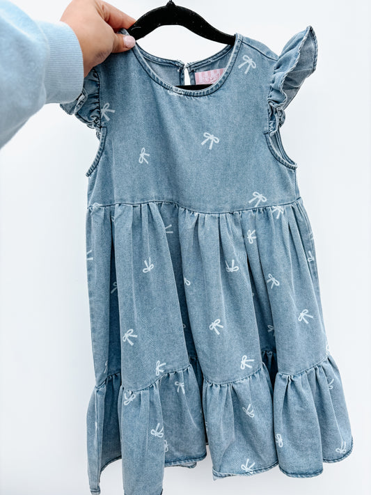 dainty denim bow dress ✿