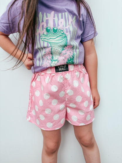 pink polka dot lulu mac youth shorts ✿