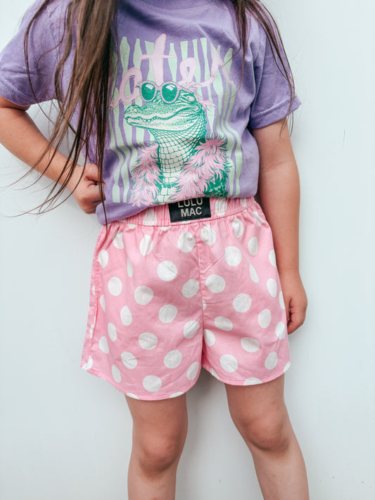 pink polka dot lulu mac youth shorts ✿