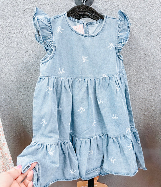 dainty denim bow dress ✿