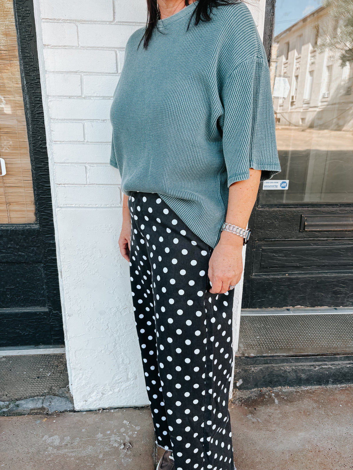 polka dot wide leg cropped pants ✿