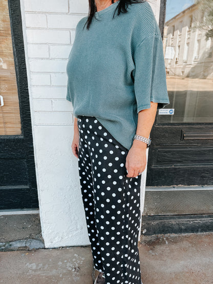polka dot wide leg cropped pants ✿