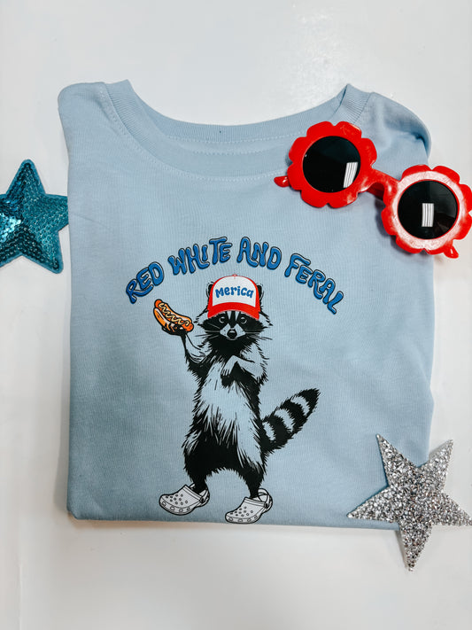 red, white , & feral tee ✿