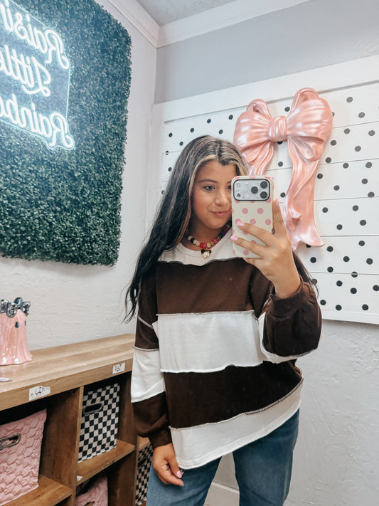 seasons change striped top / brown ✿