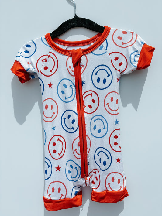 red white & smiley bamboo shortie ☻