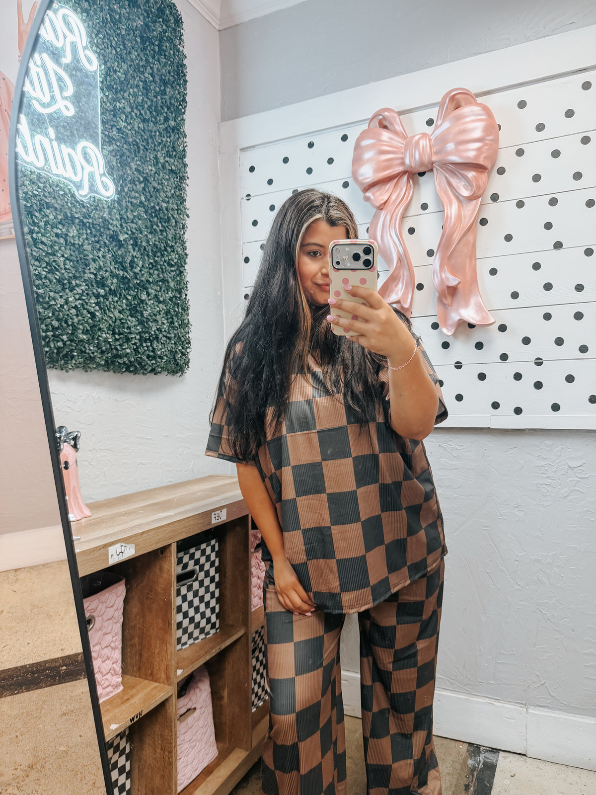 rlr branded ribbed checkered oversized set ✿