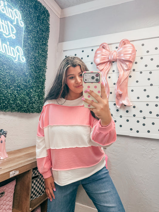 seasons change striped top / pink ✿