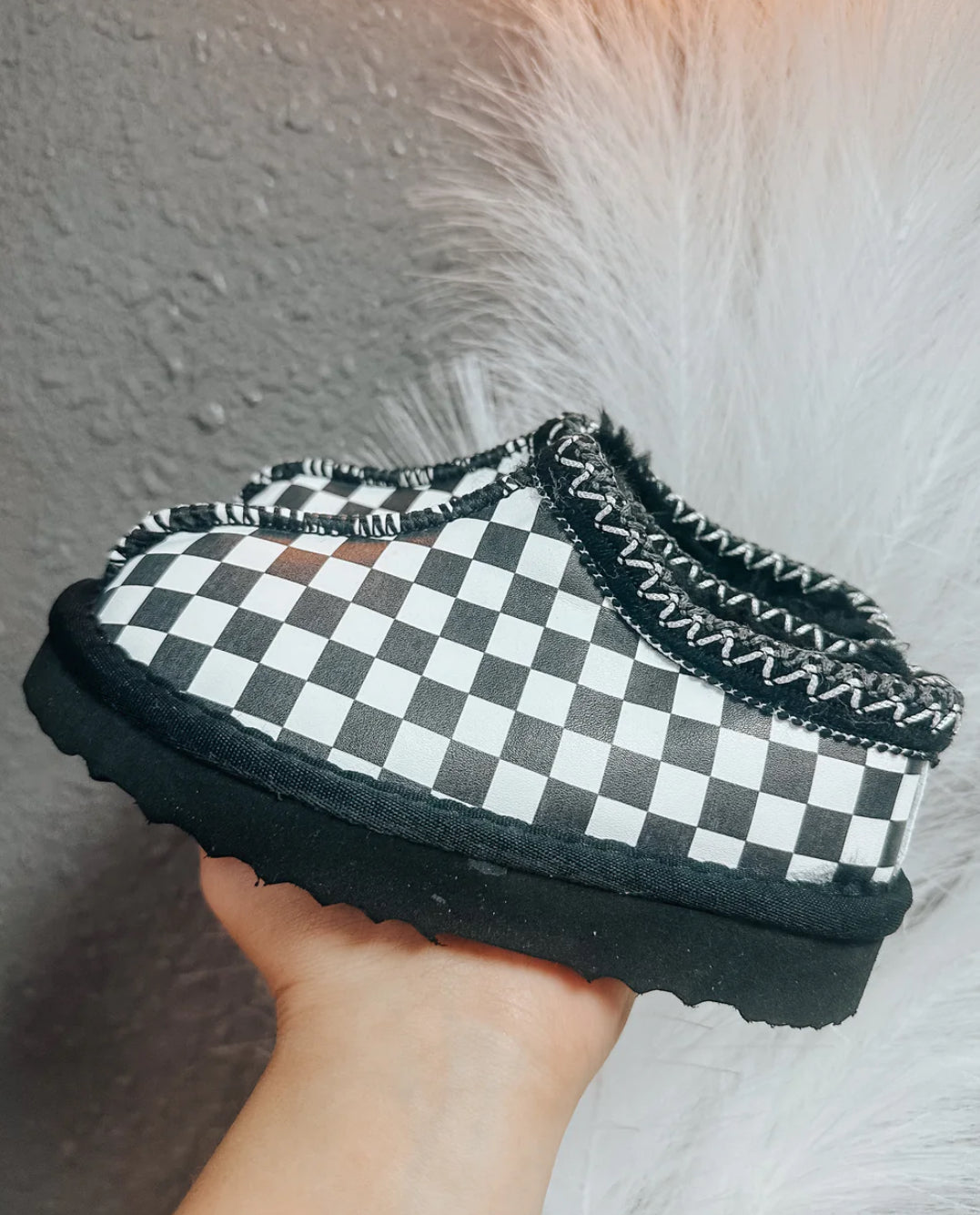 women’s cozy checkered booties / pre order ✿