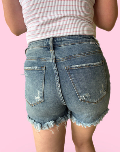 daily denim risen shorts ⋒