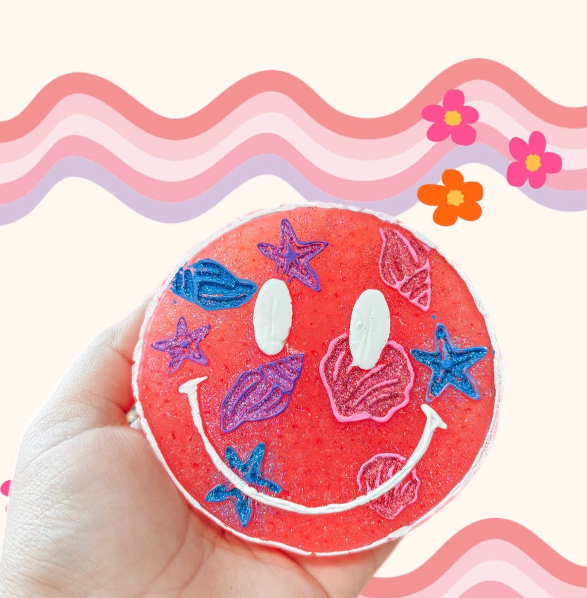 smiley seashell freshie - leather ✿