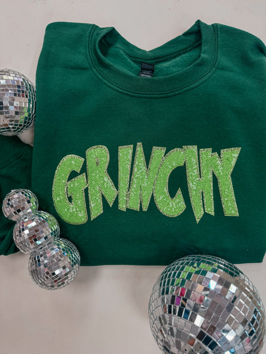grinchy sequin sweatshirt 💚