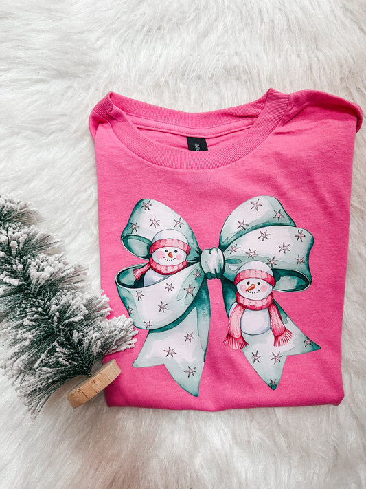 snowman bow youth tee ✿