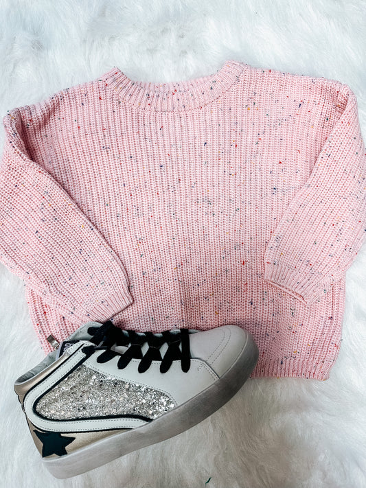 basic babe pink confetti sweater ✿