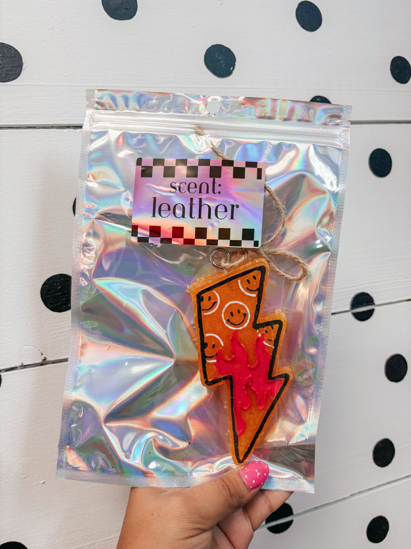 smiley bolt freshie - leather ✿